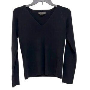 2000 Banana Republic Extra Fine Knit Italian Merino V-Neck Sweater Black Medium